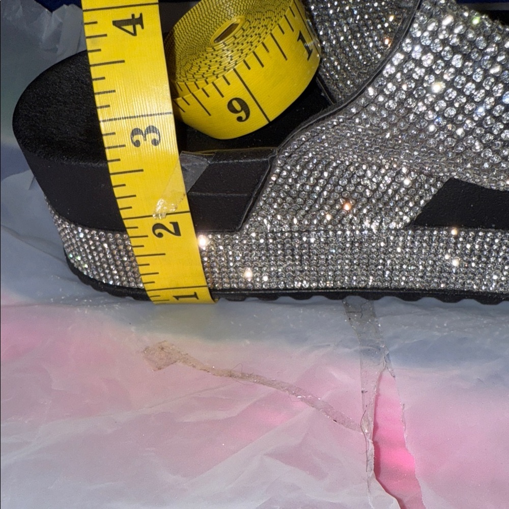 Elegant Silver Rhinestone Slide Sandals - Picture 11 of 16